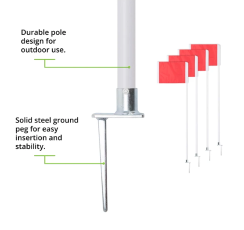 Official Corner Flags Set With Steel Pegs - details steel peg bottoms