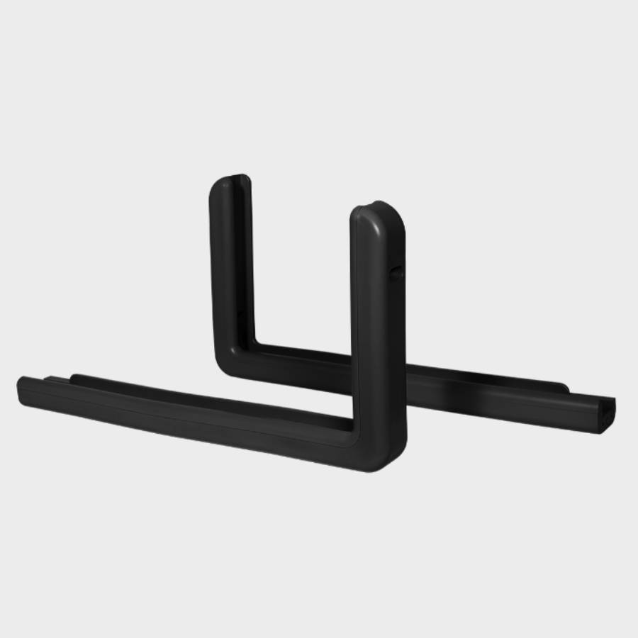 Black Pro-Mold professional basketball backboard edge padding featuring two L-shaped corner pieces.