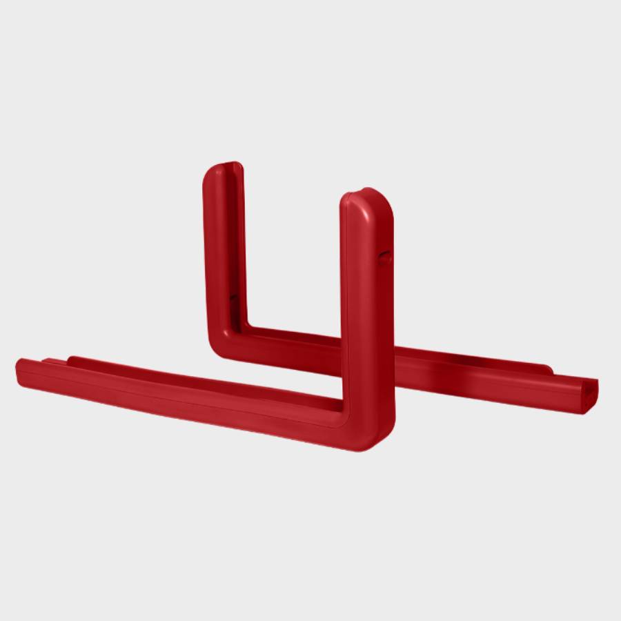 Red Pro-Mold professional basketball backboard edge padding featuring two L-shaped corner pieces.