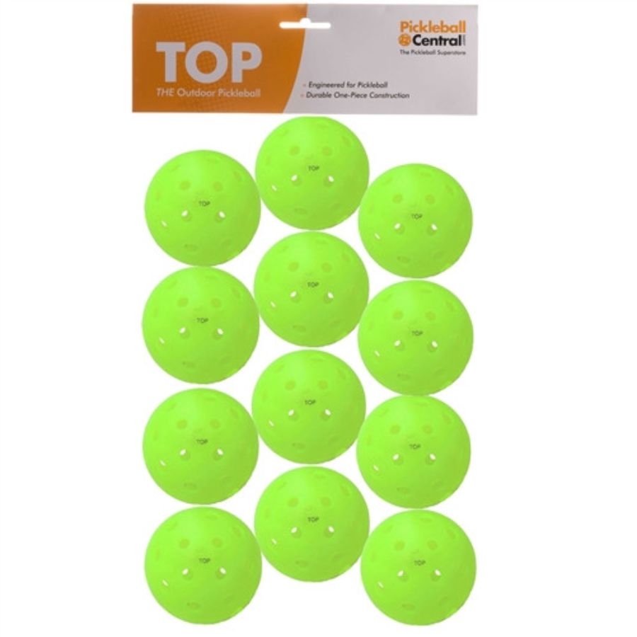 TOP OUTDOOR PICKLEBALL - DOZEN - SPECIFY COLOR  YELLOW , NEON GREEN, ORANGE