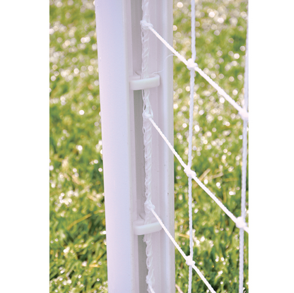 Detail view of the Jaypro Easy Track flush-mounted net attachment system