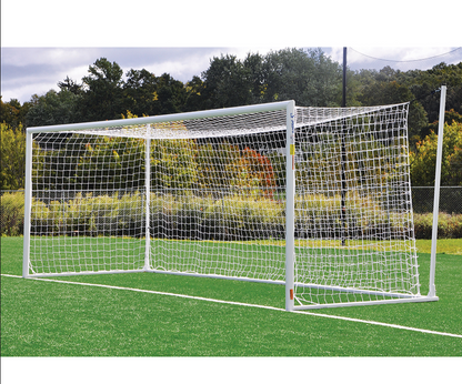 Close up of the white soccer net on the FIFA compliant Jaypro Nova World Cup Goal