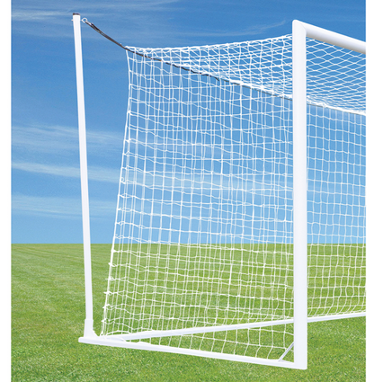 Side angle profile of the 8x24 Jaypro aluminum soccer goal with a 7 foot top depth