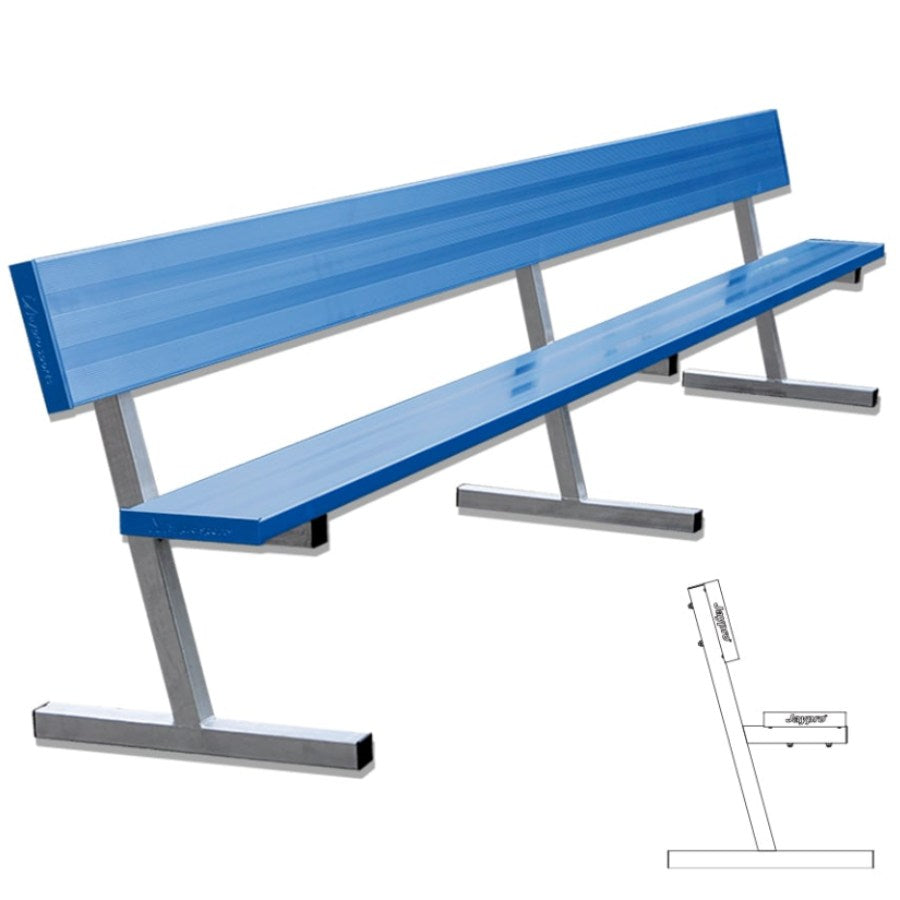 Jaypro Portable Powder Coated Players Bench With Back