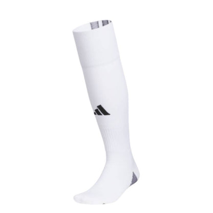 Side profile of the Adidas Team Speed 5 Soccer OTC Socks in White and Black.