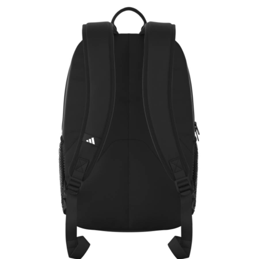 Angled view of the Adidas Striker 3 Team Backpack highlighting the padded shoulder straps