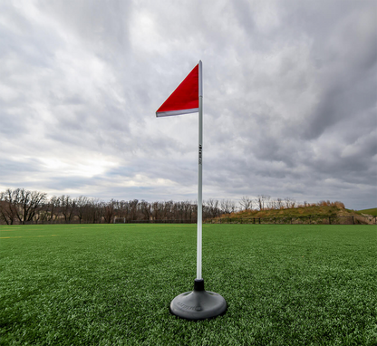 Kwik Goal 2B1404 Premier Turf Corner Flags | Set of 4 -  shown on a turf soccer field