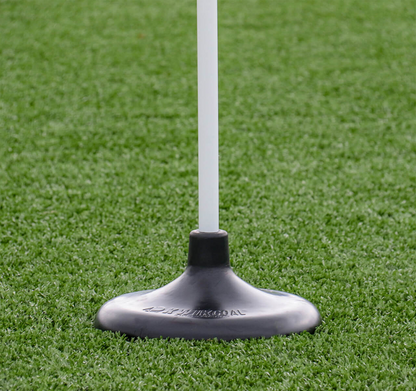 Kwik Goal 2B1404 Premier Turf Corner Flags | Set of 4 - Close-up of the 12-inch high-density stackable rubber base on Kwik Goal artificial turf soccer flags.