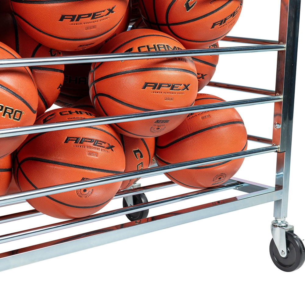 Show construction of the Heavy-duty steel Monster Ball Locker with a lockable lid for basketball and volleyball storage