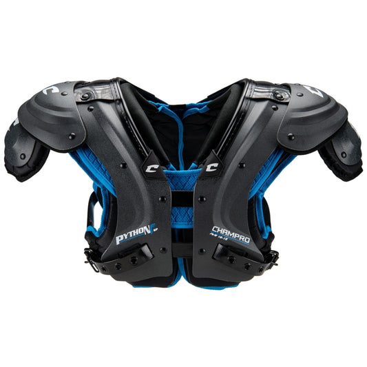 Front view of the Champro Python Skill Shoulder Pad showcasing the low-profile flat pad design and breathable 360 yoke for skill positions.