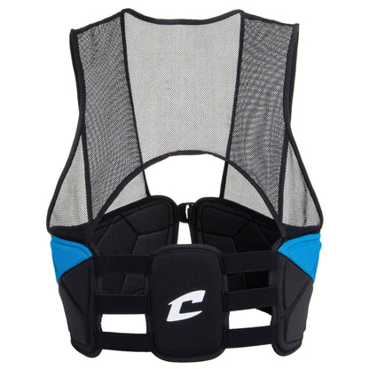 Rear view of the Champro Air Tech Rib Vest displaying the lower back kidney padding and lightweight, ventilated mesh back panel.