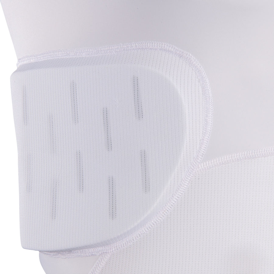 Close-up detail of the perforated holes within the integrated padding designed to provide maximum breathability and airflow during intense gameplay.