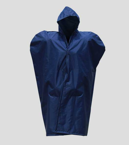 Fisher unlined football sideline cape in navy blue closed front view