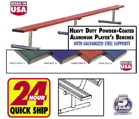 7 1/2' Powder Coated Portable Aluminum Benches Without Backrest (BUY 4 GET FREE SHIPPING) Forest Green