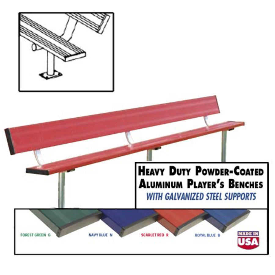 Powder Coated Surface Mount Aluminum Bench With Backrest