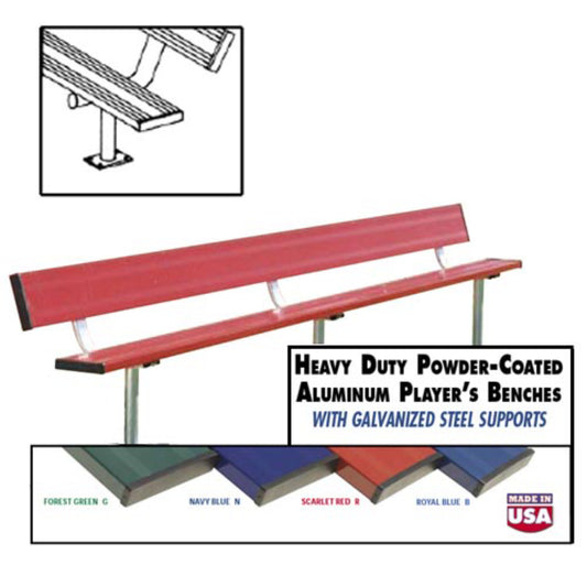 Powder Coated Surface Mount Aluminum Bench With Backrest