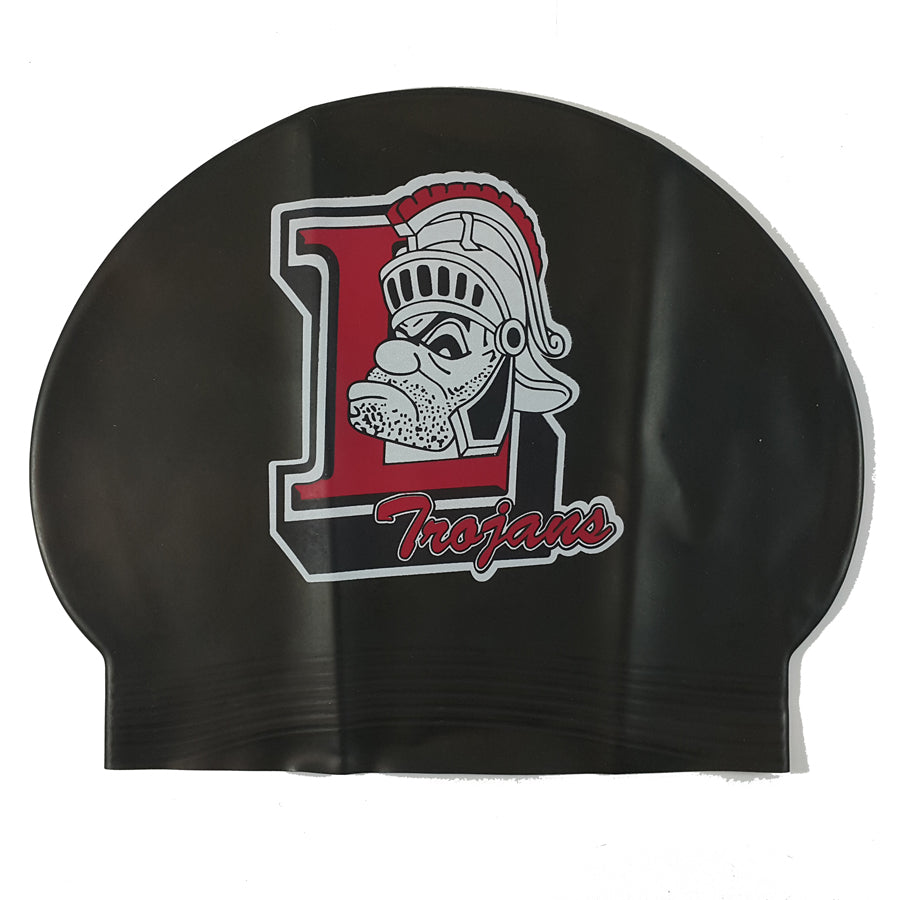 Custom 30 Gram Latex Swim Cap - 2 Color Logo White