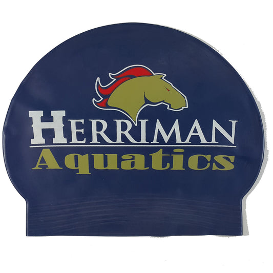 Custom 30 Gram Latex Swim Cap - 3 Color Logo White
