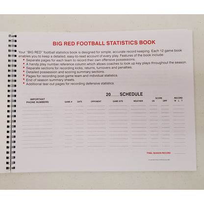 Big Red Football Stat Book 12 Games
