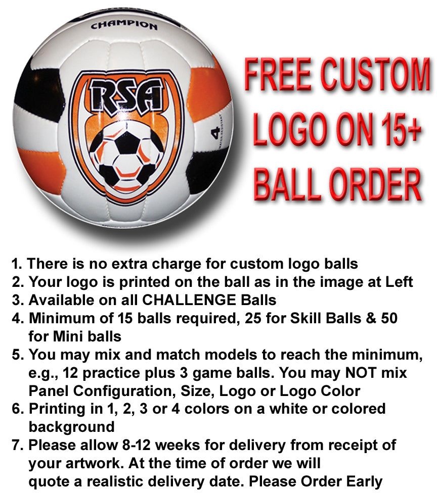Challenge Competition Soccer Ball - Free Custom Logo White/Black / 3