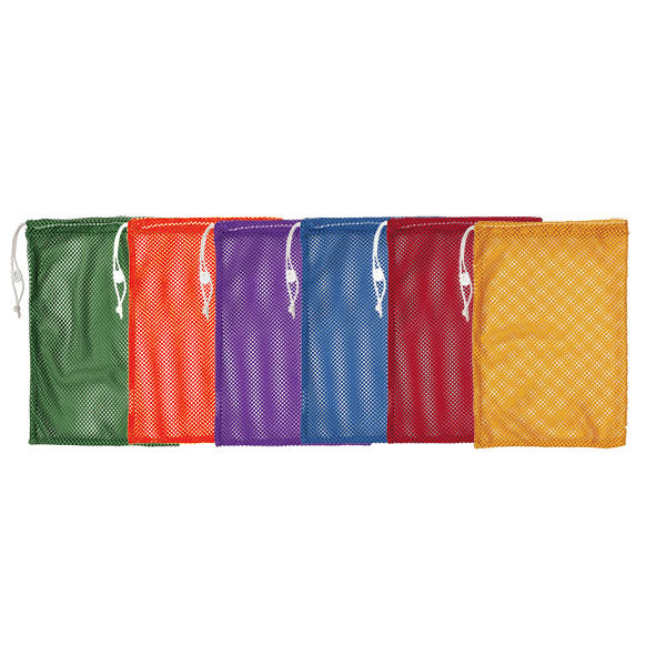 12" X 18" Heavy Duty Mesh Draw String Bags Rainbow Set of 6