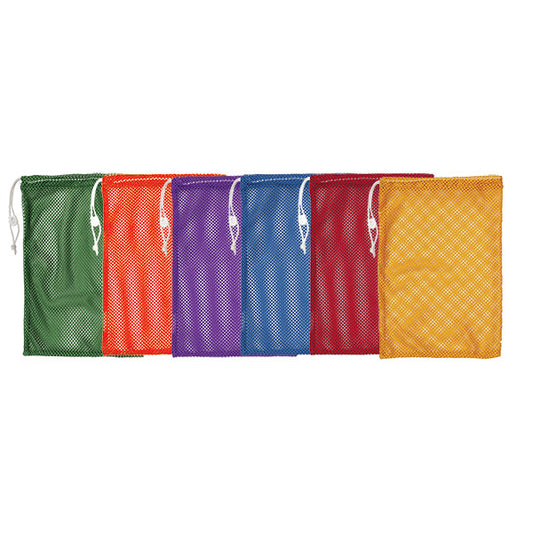 12" X 18" Heavy Duty Mesh Draw String Bags Rainbow Set of 6