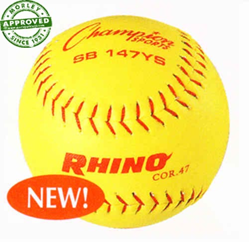 Champion Sports 11" Synthetic Yellow Red Stitch Softballs (Dozen)