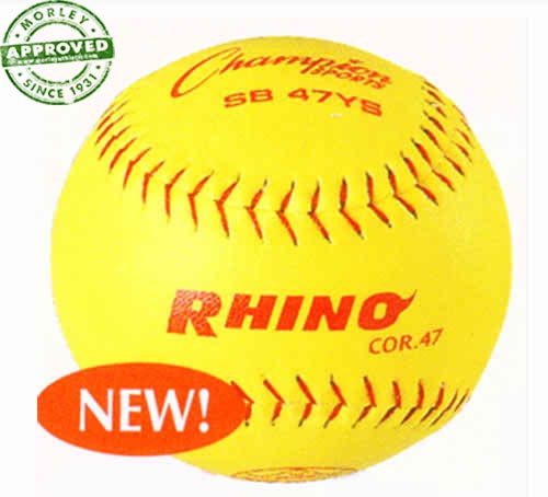 Champion Sports 12" Synthetic Yellow Red Stitch Softballs (Dozen)