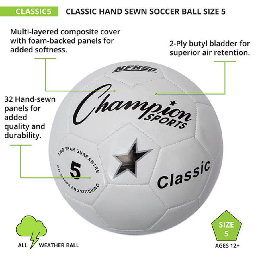 Champion Sports Classic5 Classic Soccer Ball Size 5 With NFHS Stamp