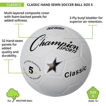 Champion Sports Classic5 Classic Soccer Ball Size 5 With NFHS Stamp
