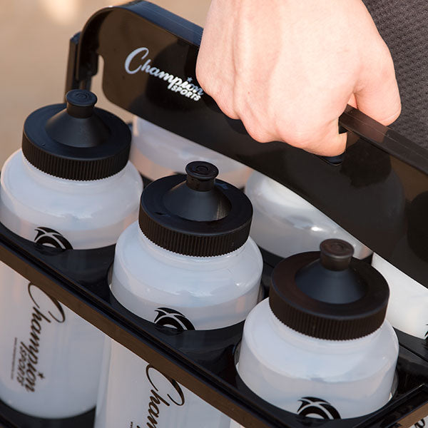 Deluxe Water Bottle Set Of 6 With Plastic Rack