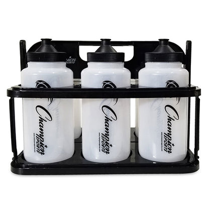 Deluxe Water Bottle Set Of 6 With Plastic Rack