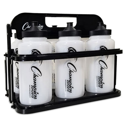 Deluxe Water Bottle Set Of 6 With Plastic Rack
