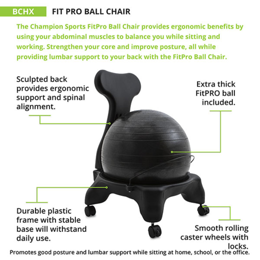 FitPro Ball Chair Adult Size - 22"L x 22"W x 31"H