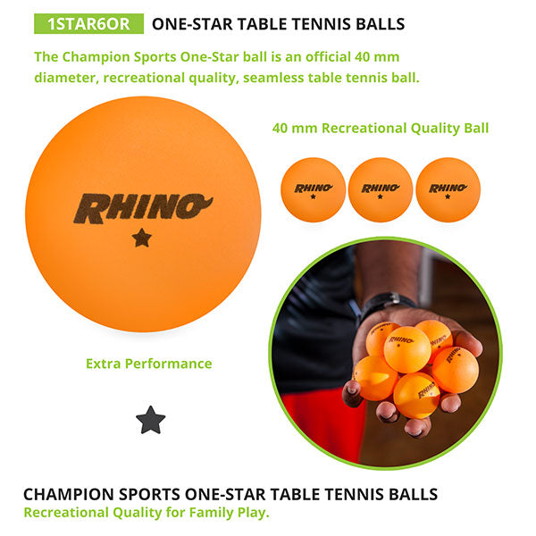 Orange Rhino 1 Star Table Tennis Balls (Pack of 6)