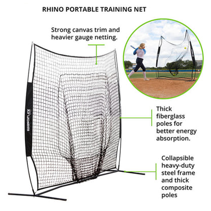 Rhino Flex Portable Baseball Softball Training Sock Net - 7'W x 7'H