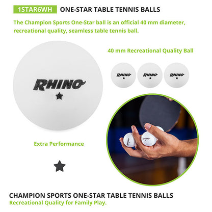 White 1 Star Table Tennis Balls (Pack of 6)