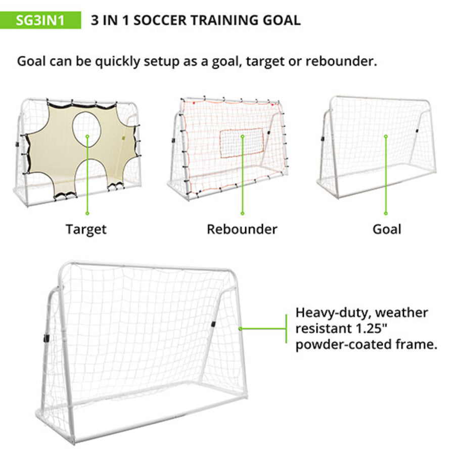 Champion Sports SG3IN1 Soccer Training Goal - 6' x 4'