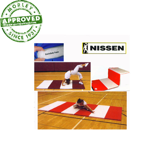 Nissen Envirosafe Flex Firm Folding Tumbling Mat 2" Thick With Velcro On Ends - 2' Folds Maple Green / 4' x 6' x 2"