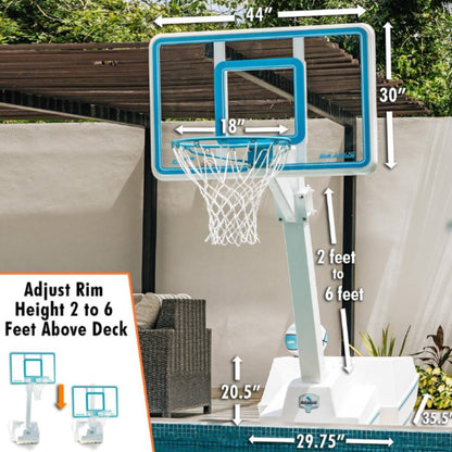 Splash & Slam Pool Basketball Clear Hoop