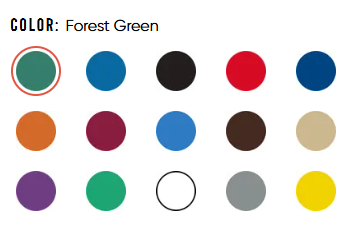 Fencemate windscreen color swatch chart with forest green circled