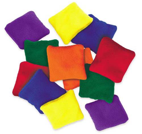 RAINBOW FLEECE BEAN BAGS SET OF 12 (2 OF EACH COLOR) 4" X 4" RAINBOW FLEECE BEAN BAGS SET OF 12