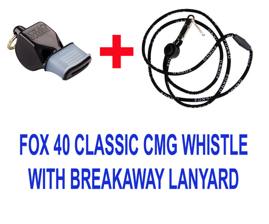 Fox 40 Classic CMG Whistle With Breakaway Lanyard Included Color Black