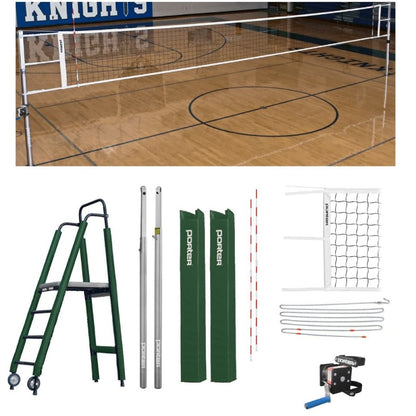 Porter Powr-Line 3.5" Compeition Plus Volleyball Package w/ Judge's Stand