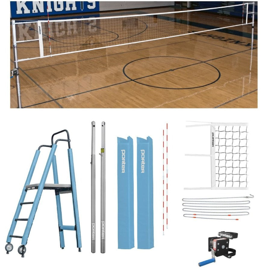 Porter Powr-Line 3.5" Compeition Plus Volleyball Package w/ Judge's Stand