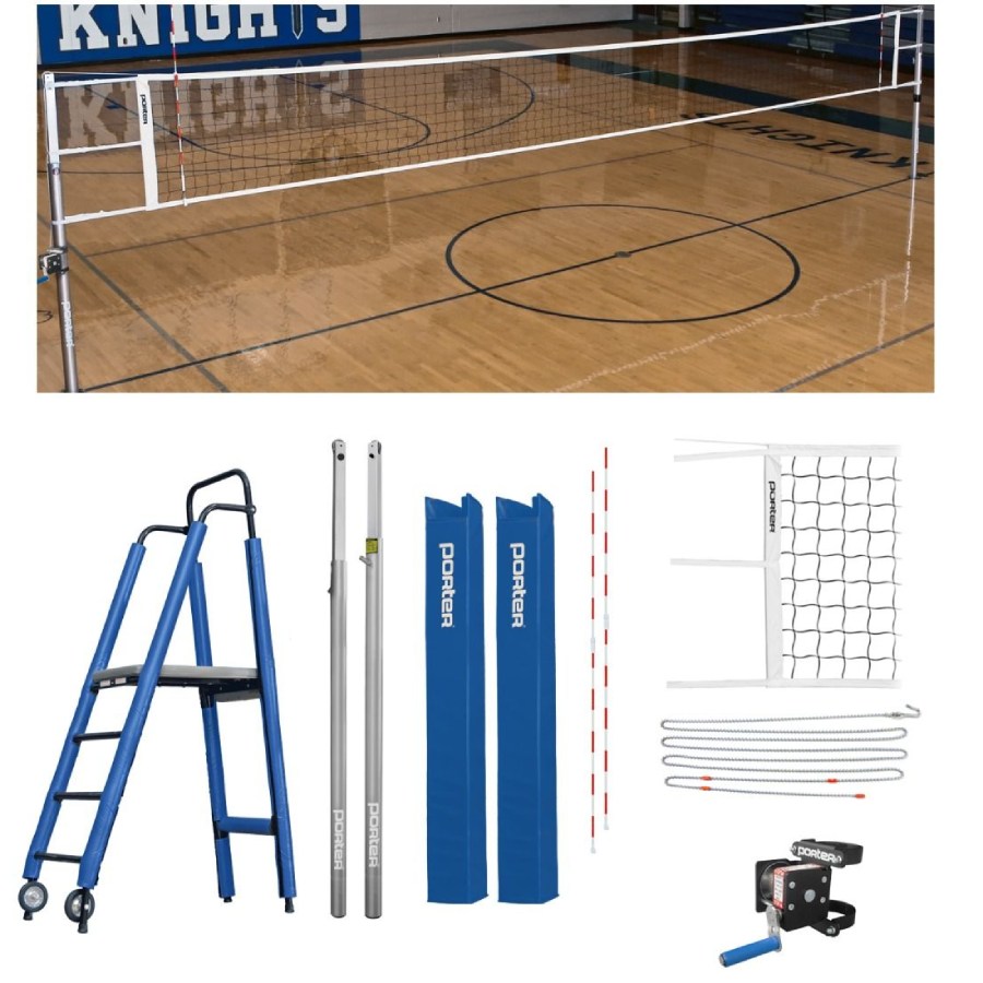 Porter Powr-Line 3.5" Compeition Plus Volleyball Package w/ Judge's Stand