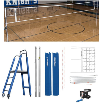 Porter Powr-Line 3.5" Compeition Plus Volleyball Package w/ Judge's Stand