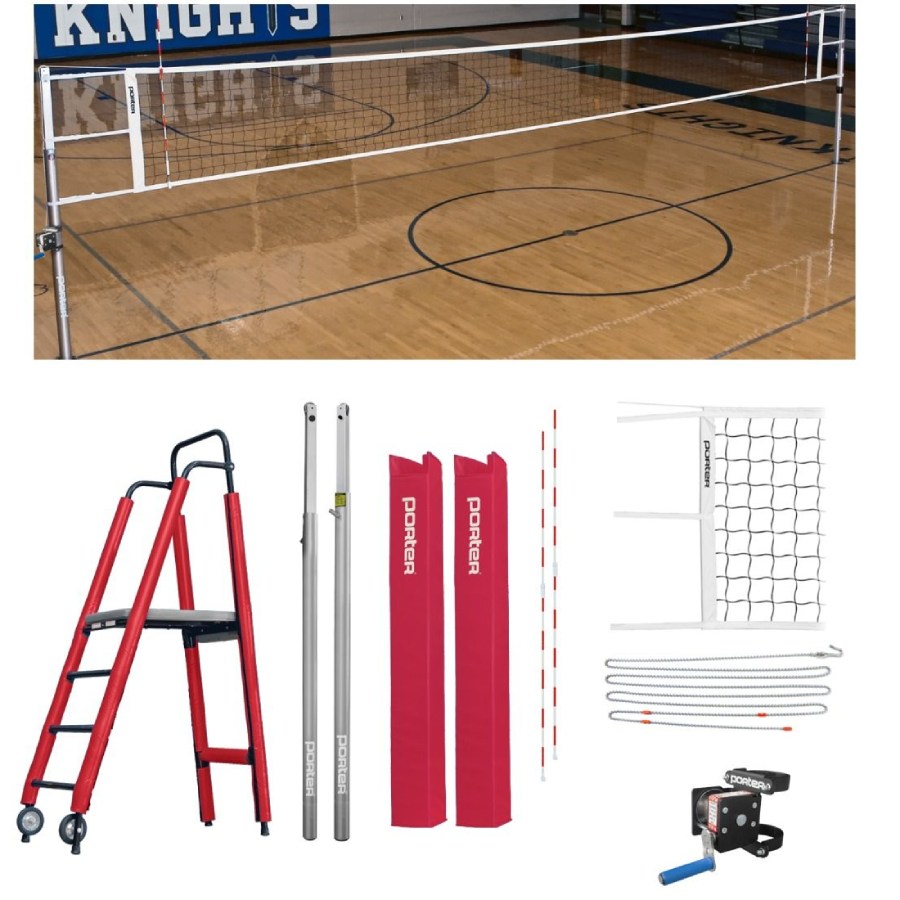 Porter Powr-Line 3.5" Compeition Plus Volleyball Package w/ Judge's Stand