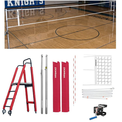 Porter Powr-Line 3.5" Compeition Plus Volleyball Package w/ Judge's Stand