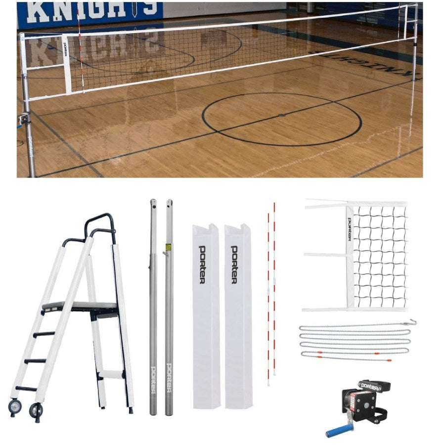 Porter Powr-Line 3.5" Compeition Plus Volleyball Package w/ Judge's Stand